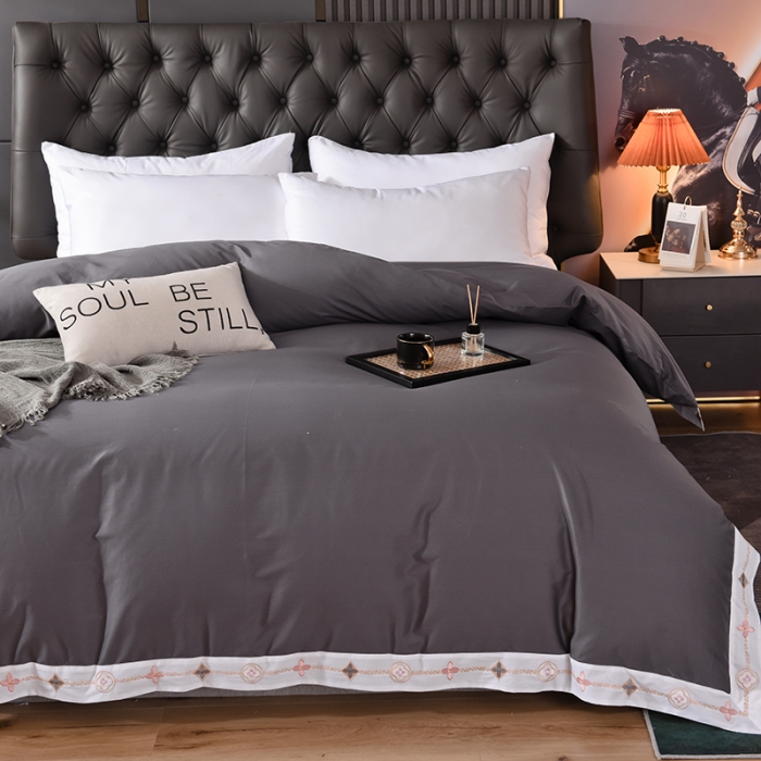 91家纺网 家纺一手货源 找家纺 甜之梦2025新款13374经典北欧风工艺款纯色单被套 深灰