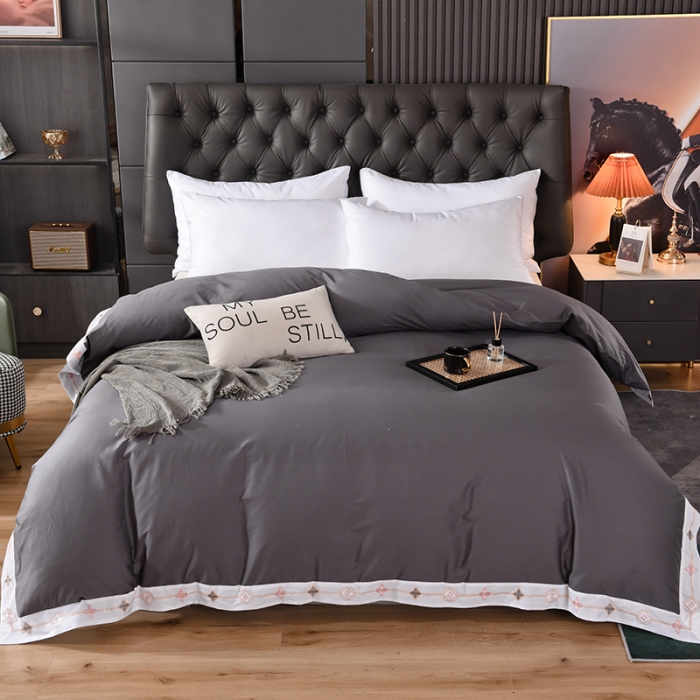 91家纺网 家纺一手货源 找家纺 甜之梦2025新款13374经典北欧风工艺款纯色单被套 深灰