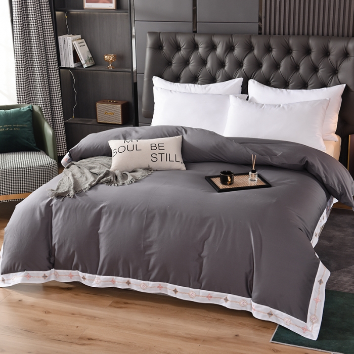 91家纺网 家纺一手货源 找家纺 甜之梦2025新款13374经典北欧风工艺款纯色单被套 深灰