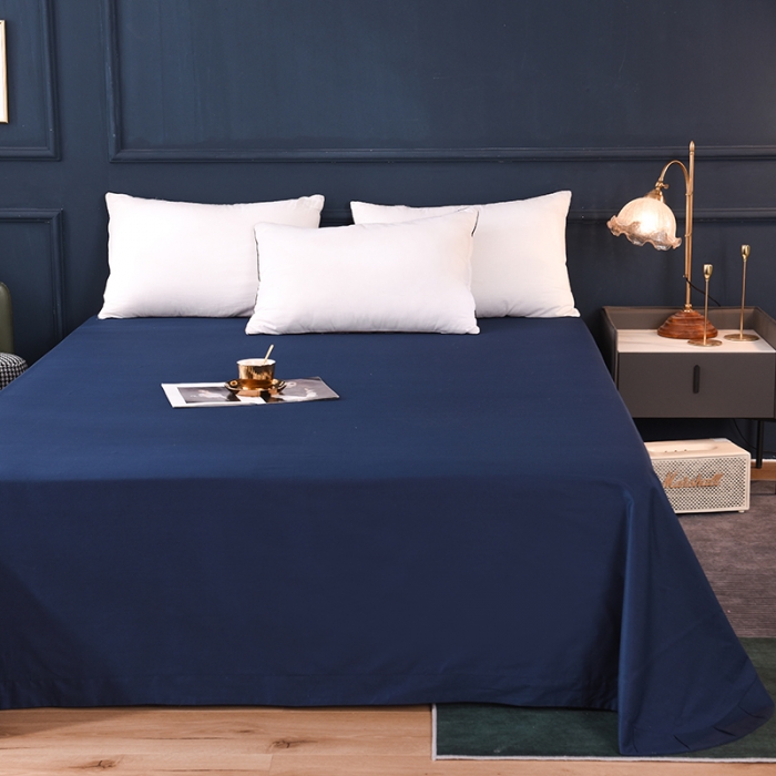 91家纺网 家纺一手货源 找家纺 甜之梦2025新款13374经典北欧风工艺款纯色单床单 藏青
