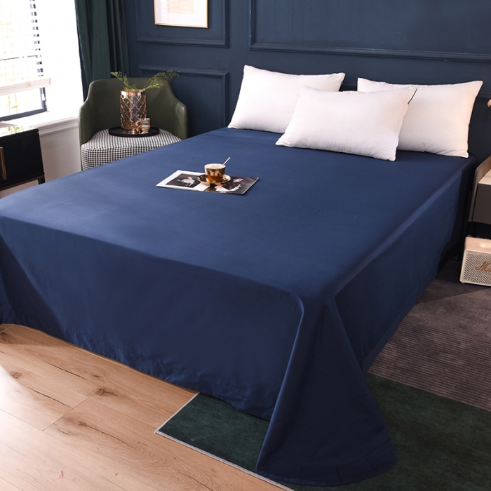 91家纺网 家纺一手货源 找家纺 甜之梦2025新款13374经典北欧风工艺款纯色单床单 藏青
