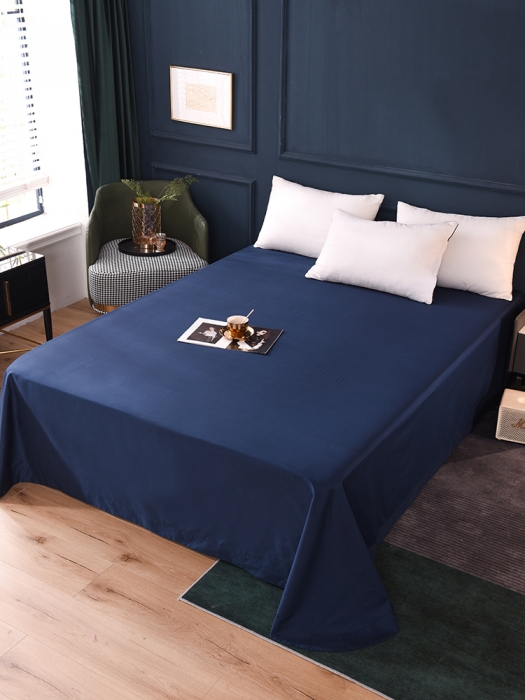 91家纺网 家纺一手货源 找家纺 甜之梦2025新款13374经典北欧风工艺款纯色单床单 藏青