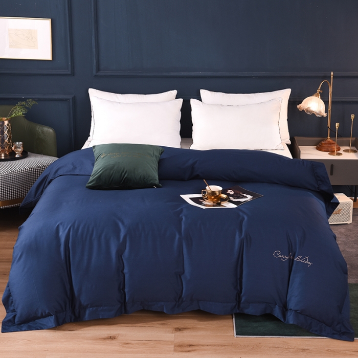 91家纺网 家纺一手货源 找家纺 甜之梦 2025新款13374经典工艺款纯色长绒棉被套 藏青