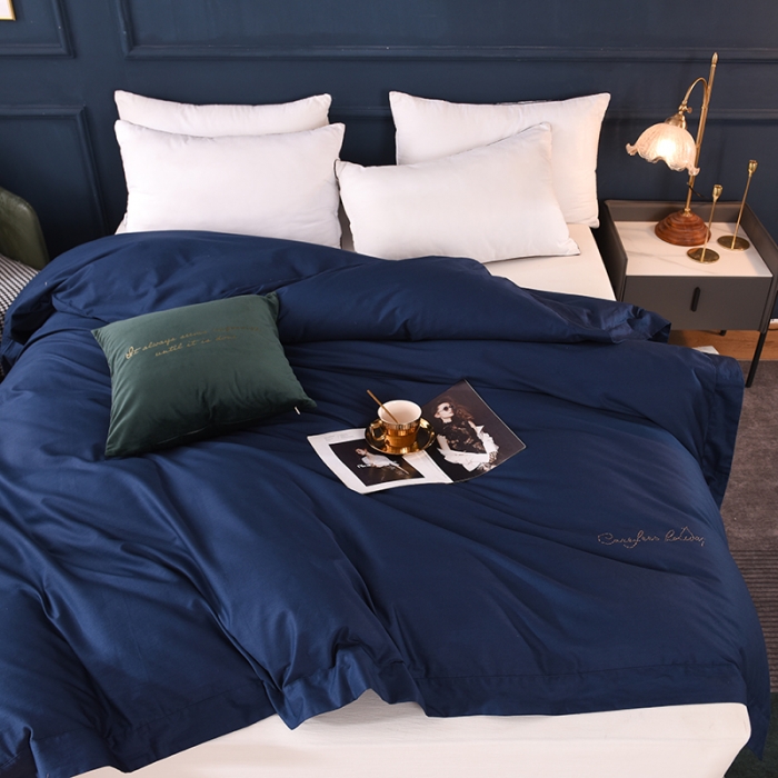 91家纺网 家纺一手货源 找家纺 甜之梦 2025新款13374经典工艺款纯色长绒棉被套 藏青