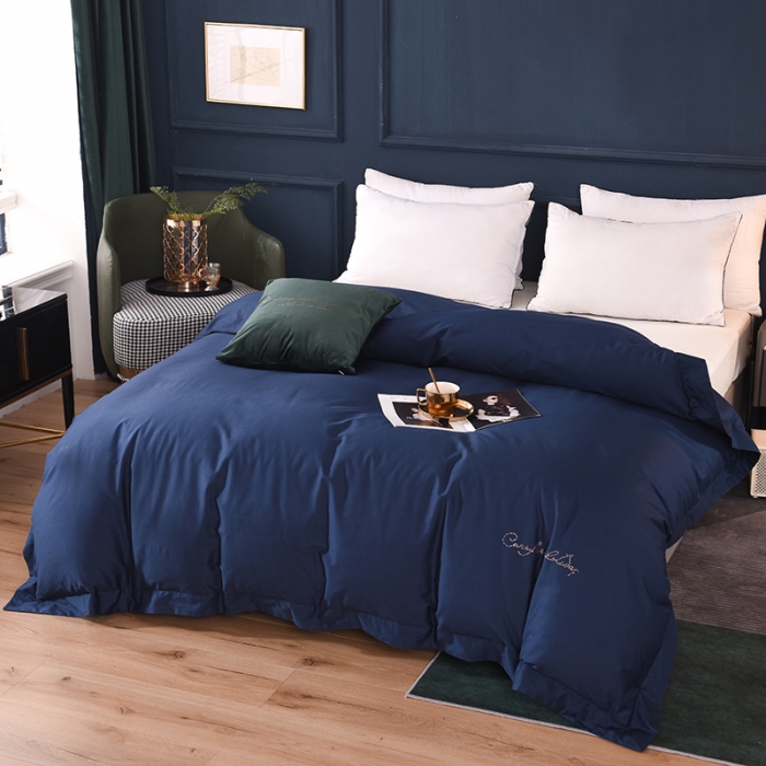 91家纺网 家纺一手货源 找家纺 甜之梦 2025新款13374经典工艺款纯色长绒棉被套 藏青