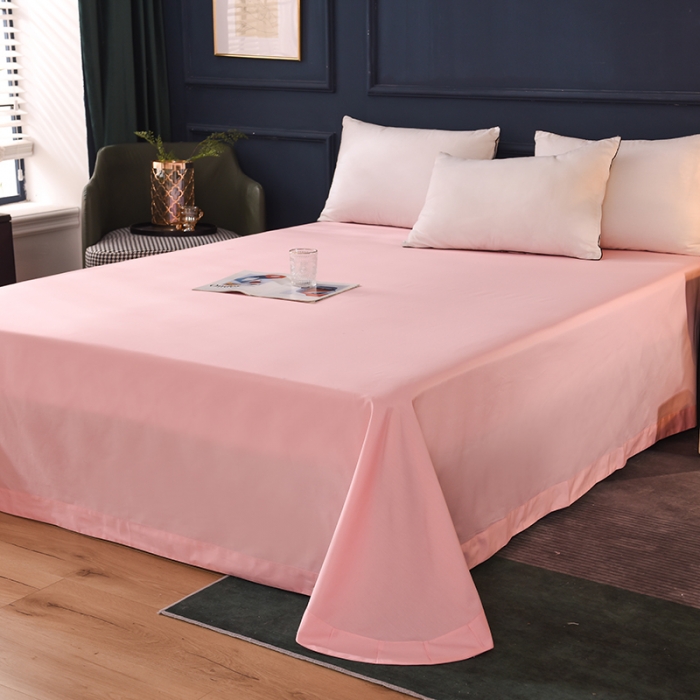 91家纺网 家纺一手货源 找家纺 甜之梦2025新款13374经典北欧风工艺款纯色单床单 粉色