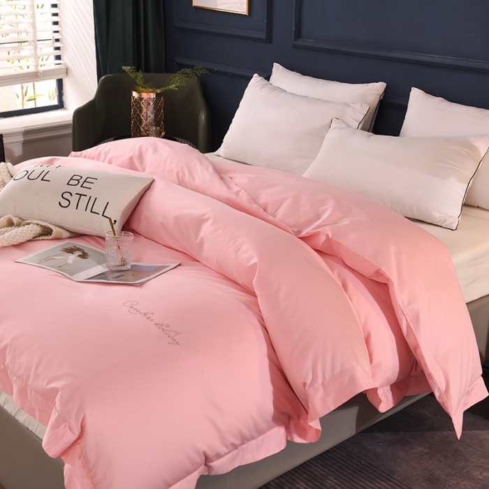 91家纺网 家纺一手货源 找家纺 甜之梦 2025新款13374经典工艺款纯色长绒棉被套 粉色