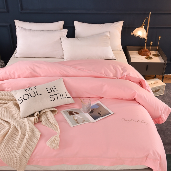 91家纺网 家纺一手货源 找家纺 甜之梦 2025新款13374经典工艺款纯色长绒棉被套 粉色