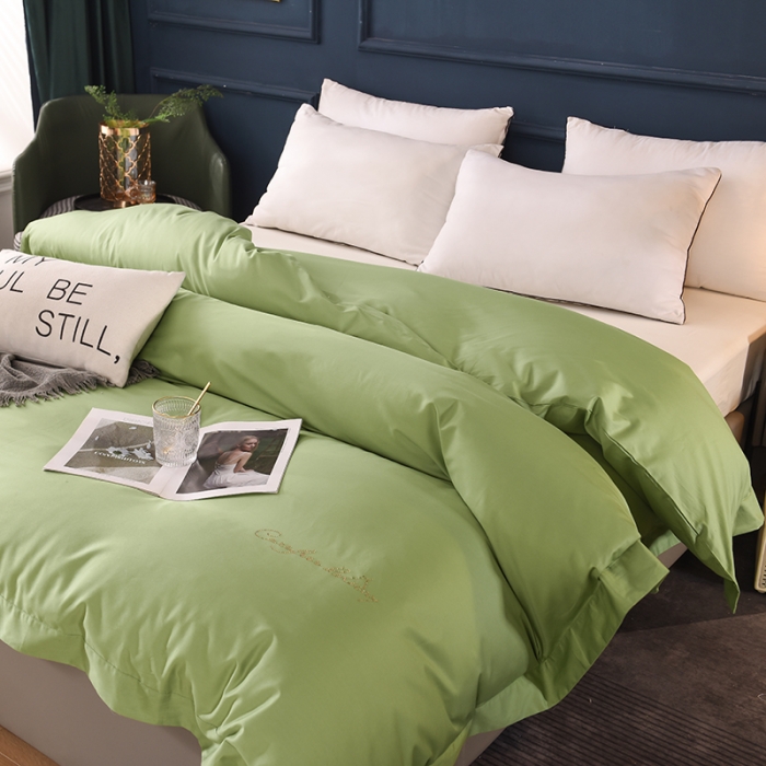 91家纺网 家纺一手货源 找家纺 甜之梦 2025新款13374经典工艺款纯色长绒棉被套 果绿