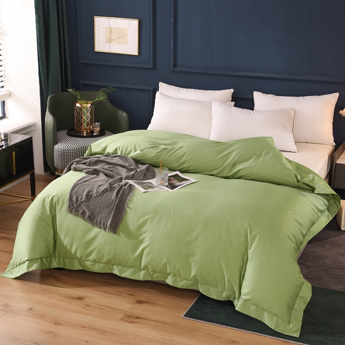 91家纺网 家纺一手货源 找家纺 甜之梦 2025新款13374经典工艺款纯色长绒棉被套 果绿