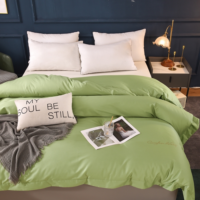 91家纺网 家纺一手货源 找家纺 甜之梦 2025新款13374经典工艺款纯色长绒棉被套 果绿