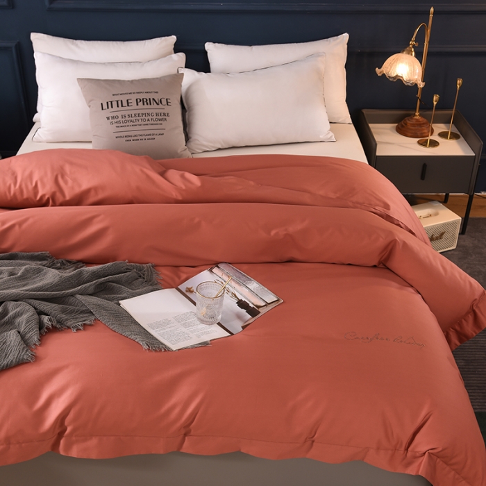 91家纺网 家纺一手货源 找家纺 甜之梦 2025新款13374经典工艺款纯色长绒棉被套 咖色