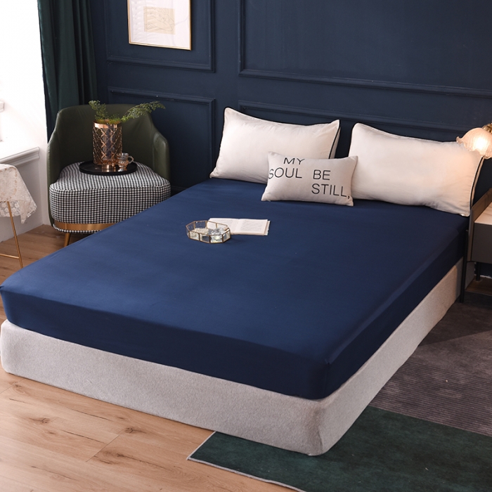 91家纺网 家纺一手货源 找家纺 甜之梦2025新款13374经典北欧风工艺款纯色单床笠 藏青