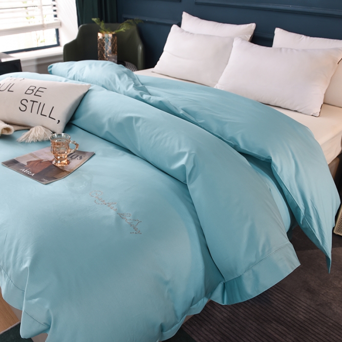 91家纺网 家纺一手货源 找家纺 甜之梦 2025新款13374经典工艺款纯色长绒棉被套深海蓝