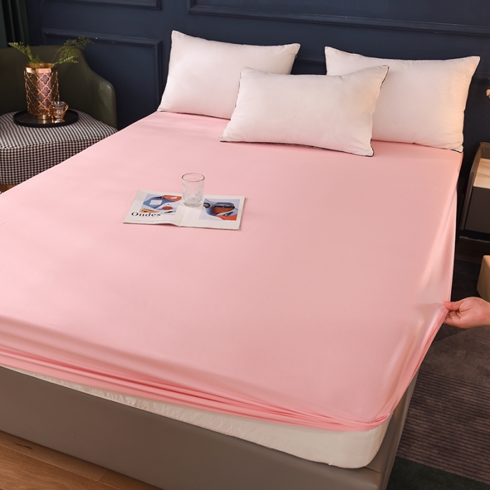 91家纺网 家纺一手货源 找家纺 甜之梦2025新款13374经典北欧风工艺款纯色单床笠 粉色