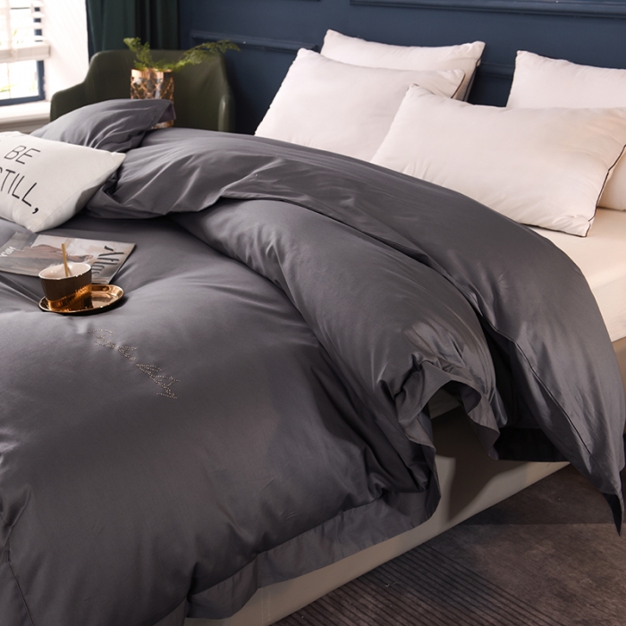 91家纺网 家纺一手货源 找家纺 甜之梦 2025新款13374经典工艺款纯色长绒棉被套深灰色