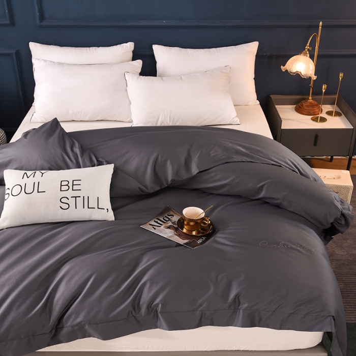 91家纺网 家纺一手货源 找家纺 甜之梦 2025新款13374经典工艺款纯色长绒棉被套深灰色