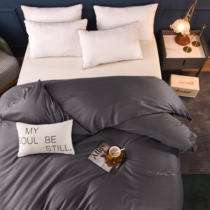 91家纺网 家纺一手货源 找家纺 甜之梦 2025新款13374经典工艺款纯色长绒棉被套深灰色