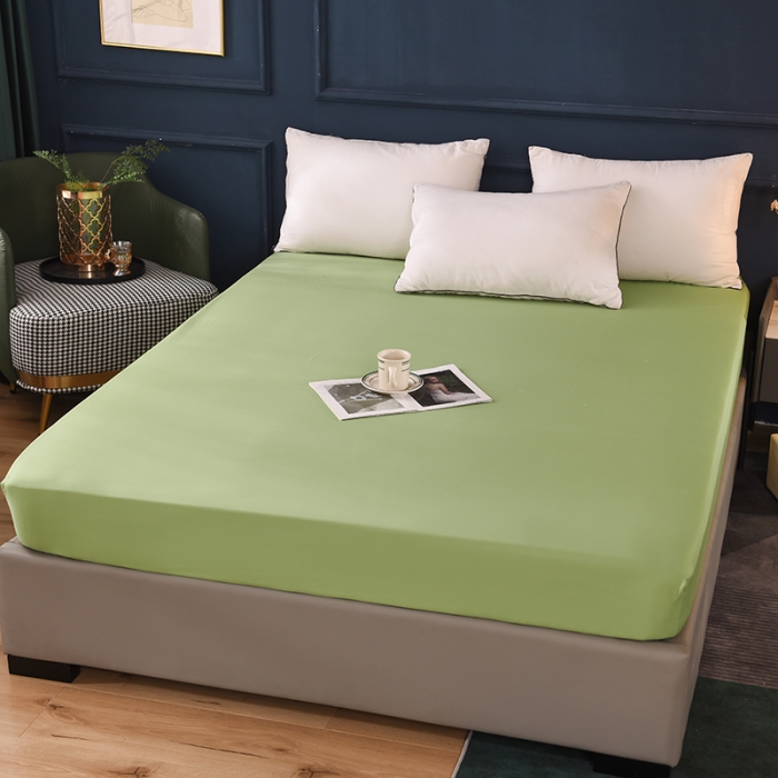 91家纺网 家纺一手货源 找家纺 甜之梦2025新款13374经典北欧风工艺款纯色单床笠 果绿