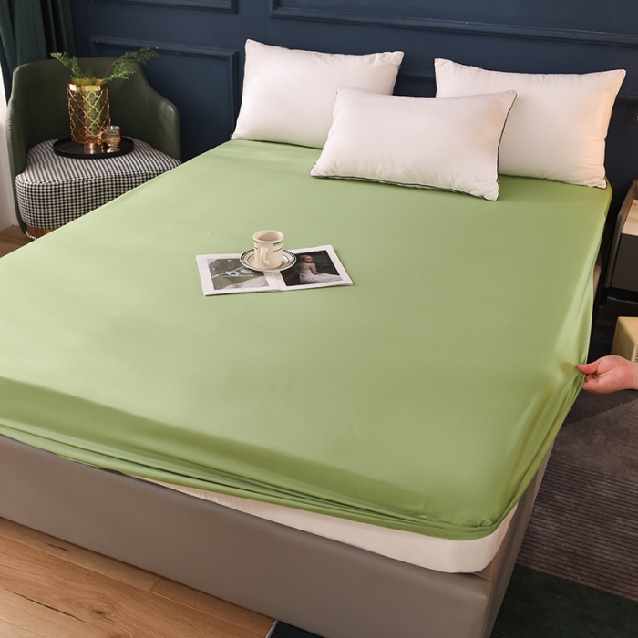 91家纺网 家纺一手货源 找家纺 甜之梦2025新款13374经典北欧风工艺款纯色单床笠 果绿