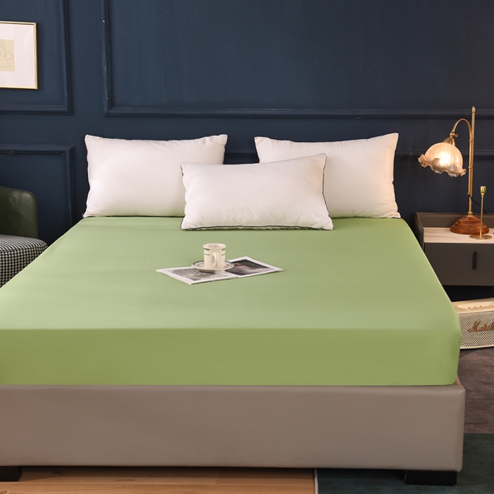 91家纺网 家纺一手货源 找家纺 甜之梦2025新款13374经典北欧风工艺款纯色单床笠 果绿