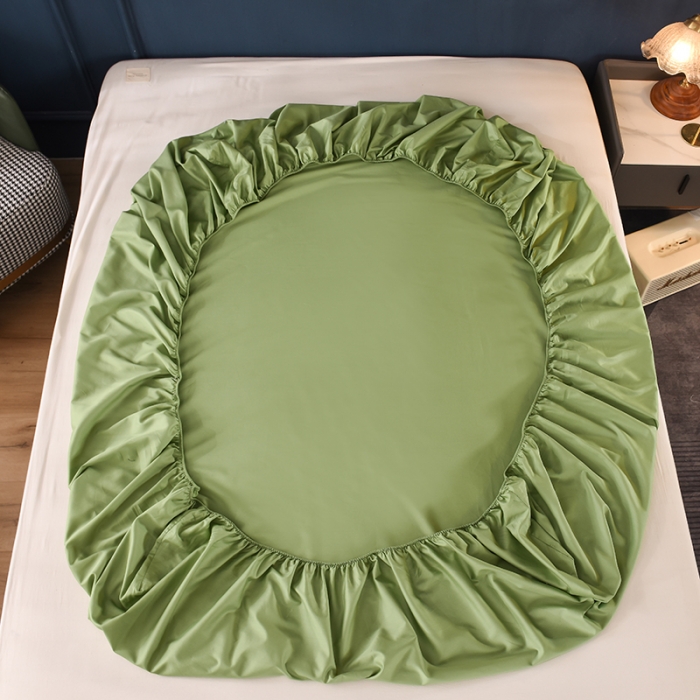 91家纺网 家纺一手货源 找家纺 甜之梦2025新款13374经典北欧风工艺款纯色单床笠 果绿