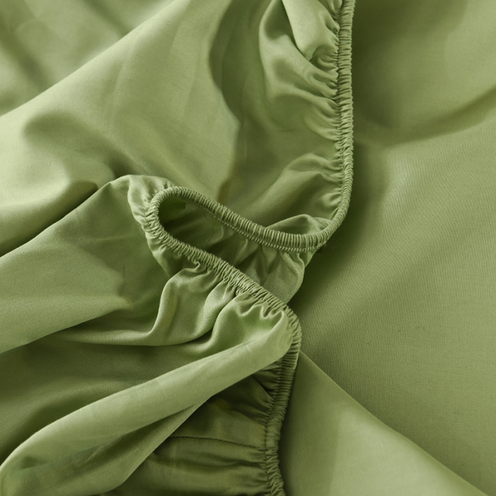 91家纺网 家纺一手货源 找家纺 甜之梦2025新款13374经典北欧风工艺款纯色单床笠 果绿