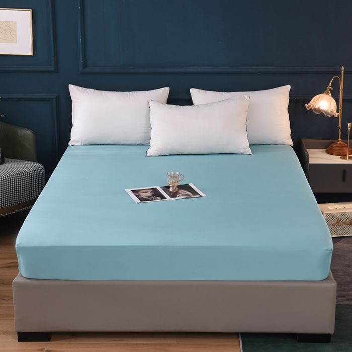 91家纺网 家纺一手货源 找家纺 2025新款13374经典北欧风工艺款纯色单床笠 深海蓝