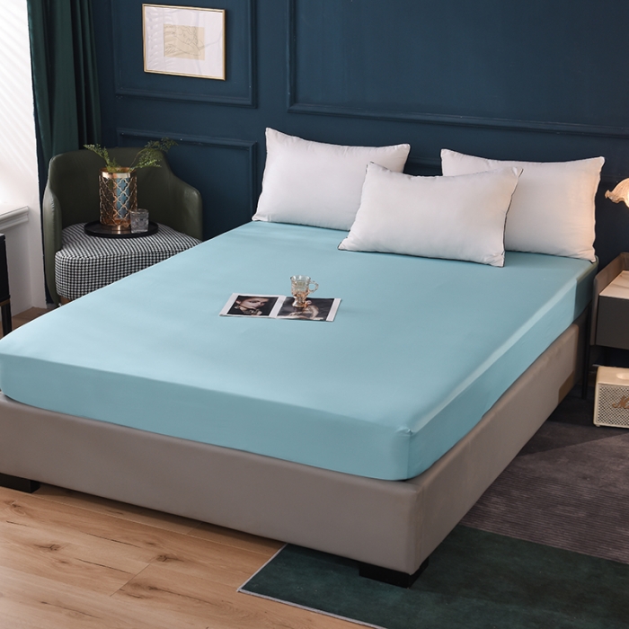 91家纺网 家纺一手货源 找家纺 2025新款13374经典北欧风工艺款纯色单床笠 深海蓝