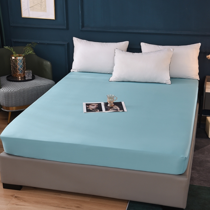 91家纺网 家纺一手货源 找家纺 2025新款13374经典北欧风工艺款纯色单床笠 深海蓝