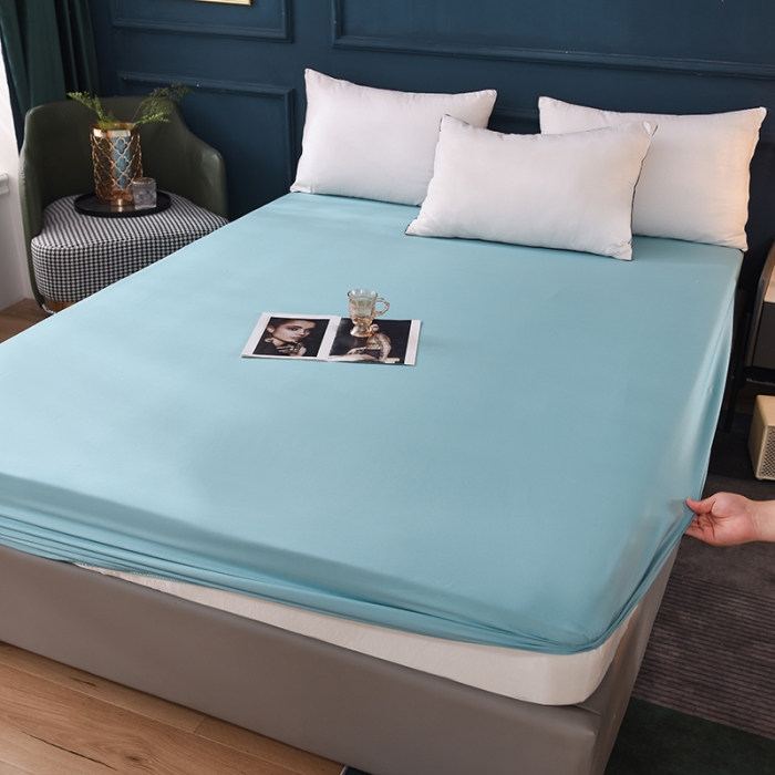 91家纺网 家纺一手货源 找家纺 2025新款13374经典北欧风工艺款纯色单床笠 深海蓝