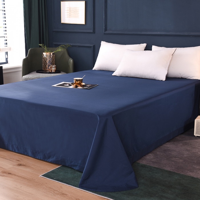 91家纺网 家纺一手货源 找家纺 甜之梦 2025新款13374经典工艺款纯色长绒棉床单 藏青