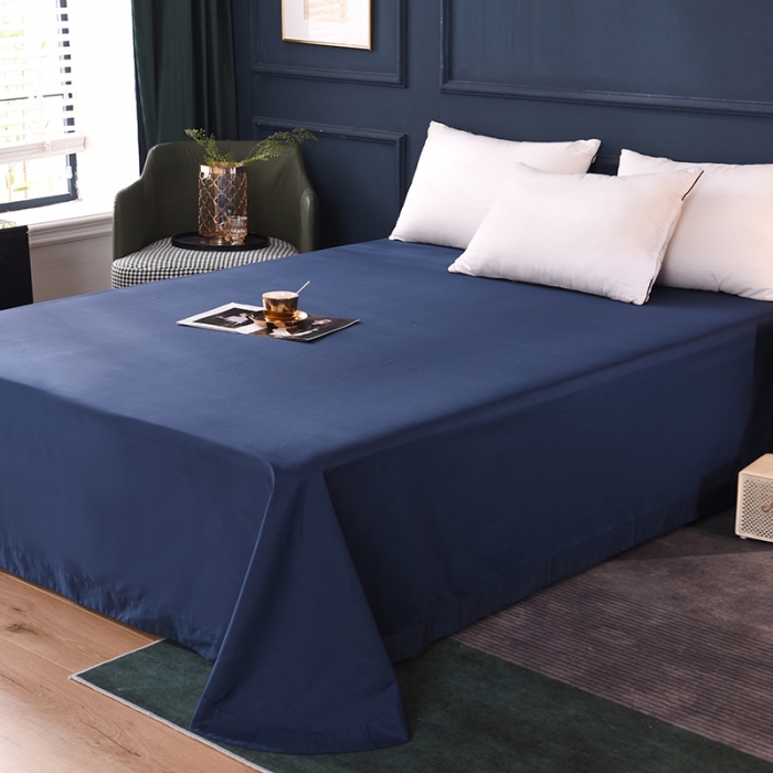 91家纺网 家纺一手货源 找家纺 甜之梦 2025新款13374经典工艺款纯色长绒棉床单 藏青