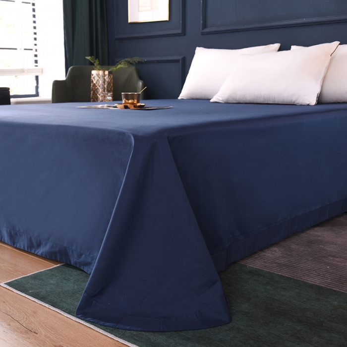 91家纺网 家纺一手货源 找家纺 甜之梦 2025新款13374经典工艺款纯色长绒棉床单 藏青