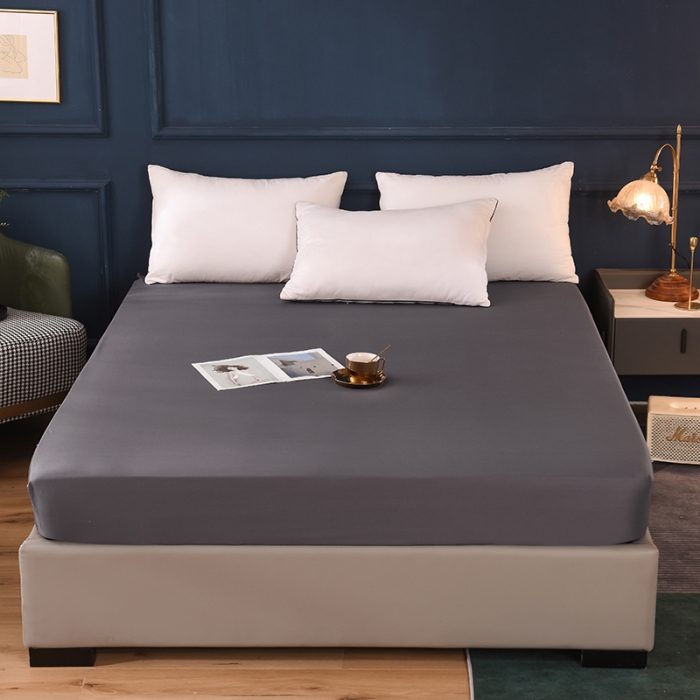 91家纺网 家纺一手货源 找家纺 甜之梦2025新款13374经典北欧风工艺款纯色单床笠 深灰