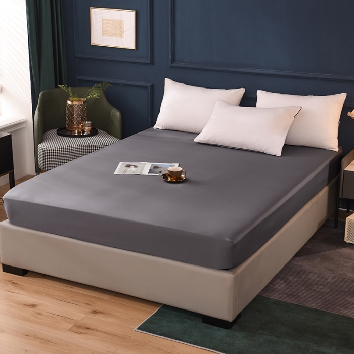 91家纺网 家纺一手货源 找家纺 甜之梦2025新款13374经典北欧风工艺款纯色单床笠 深灰