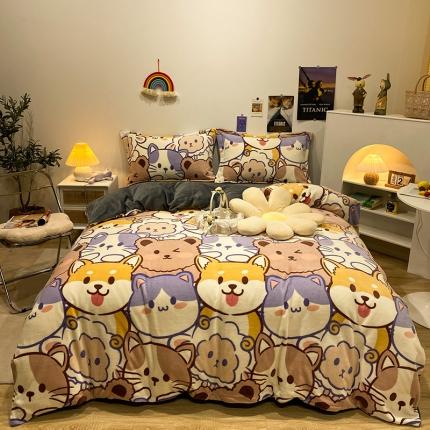 91家纺网 家纺一手货源 找家纺 （总）珺柔家纺2021新款牛奶绒印花四件套