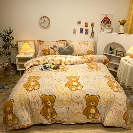 91家纺网 家纺一手货源 找家纺 （总）珺柔家纺2021新款牛奶绒印花四件套