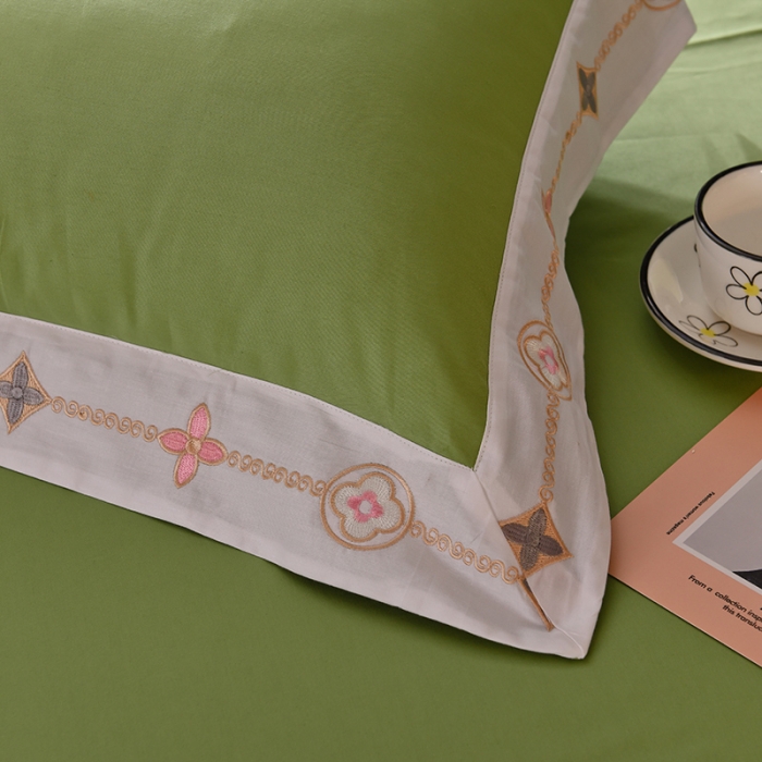 91家纺网 家纺一手货源 找家纺 甜之梦2025新款13374经典北欧风工艺款纯色枕套 果绿