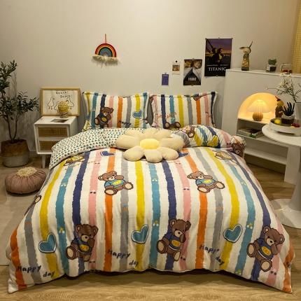 91家纺网 家纺一手货源 找家纺 （总）珺柔家纺2021新款牛奶绒印花四件套