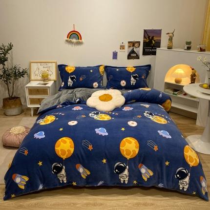 91家纺网 家纺一手货源 找家纺 （总）珺柔家纺2021新款牛奶绒印花四件套