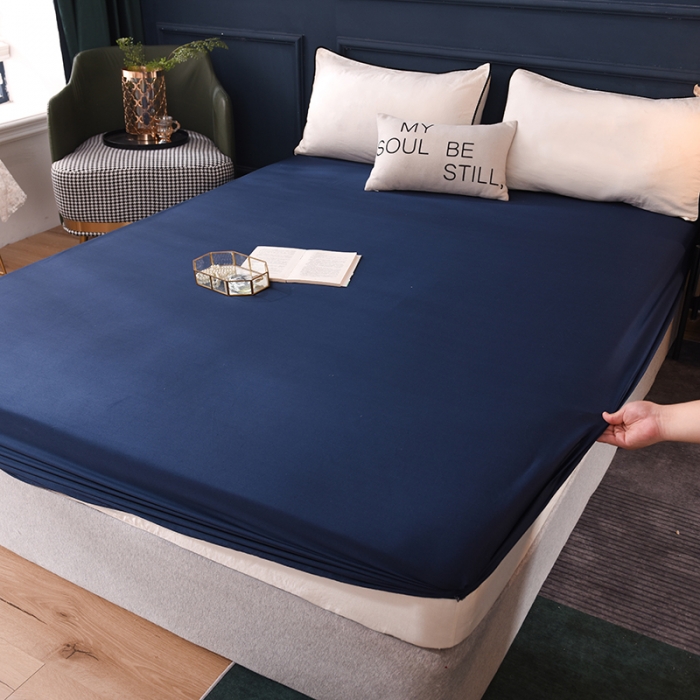 91家纺网 家纺一手货源 找家纺 甜之梦 2025新款13374经典工艺款纯色长绒棉床笠 藏青