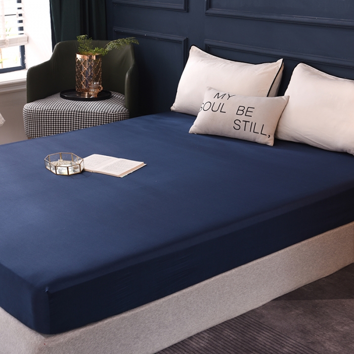 91家纺网 家纺一手货源 找家纺 甜之梦 2025新款13374经典工艺款纯色长绒棉床笠 藏青