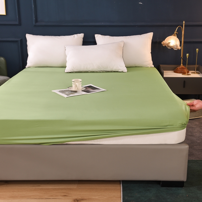 91家纺网 家纺一手货源 找家纺 甜之梦 2025新款13374经典工艺款纯色长绒棉床笠 果绿