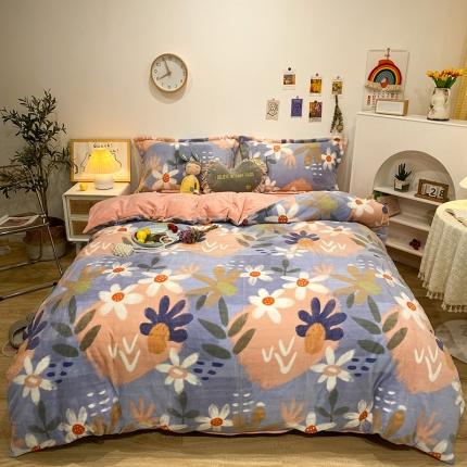 91家纺网 家纺一手货源 找家纺 （总）珺柔家纺2021新款牛奶绒印花四件套