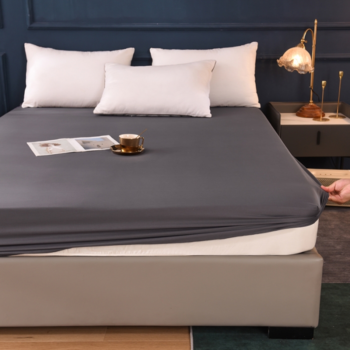 91家纺网 家纺一手货源 找家纺 甜之梦 2025新款13374经典工艺款纯色长绒棉床笠深灰色