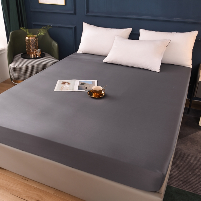 91家纺网 家纺一手货源 找家纺 甜之梦 2025新款13374经典工艺款纯色长绒棉床笠深灰色