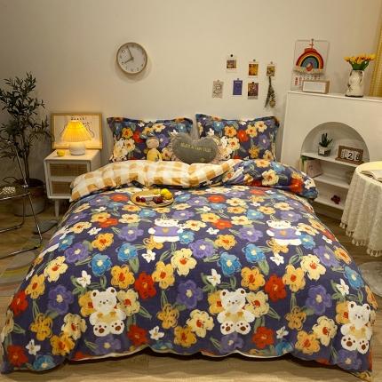 91家纺网 家纺一手货源 找家纺 （总）珺柔家纺2021新款牛奶绒印花四件套