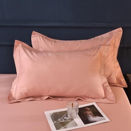 甜之梦 新款13374经典工艺款纯色长绒棉枕套一对 玉色