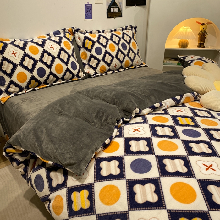 91家纺网 家纺一手货源 找家纺 珺柔家纺2021新款牛奶绒印花四件套 朵遥